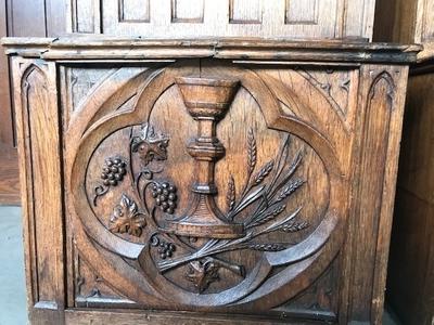 Altar Parts style Gothic - style en Oak wood, Belgium 19th century