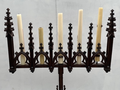 Pair Candle Holders style Gothic - style en Oak wood, Belgium 19th century ( anno 1850 )