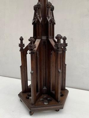 Pair Candle Holders style Gothic - style en Oak wood, Belgium 19th century ( anno 1850 )