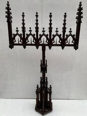 Pair Candle Holders style Gothic - style en Oak wood, Belgium 19th century ( anno 1850 )