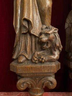 Series Of 4 Evangelists style Gothic - Style en hand-carved wood Oak, Dutch 19 th century ( Anno 1875 )