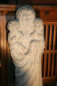 Hand-Carved Full Granite Statue Of The Virgin And The Child With St. Ann, SOURCE: CHURCH-PORTAL IN SPAIN