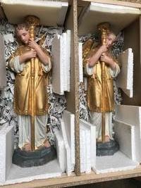 Packing Pair Of Angels Destination Lake Geneva Wi U.S.A. 2017 en Terra-Cotta polychrome, France 19th century