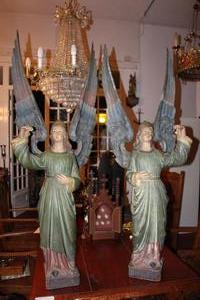 Angels en wood polychrome, France 19th century