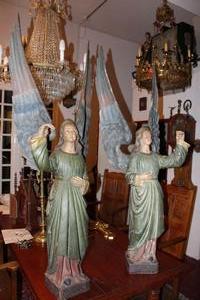 Angels en wood polychrome, France 19th century