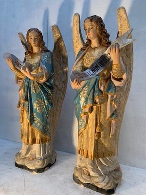 Angels en Terra-Cotta polychrome, France 19th century ( anno 1870 )