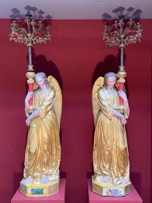 Angels en Terra-Cotta polychrome , France 19th century ( anno 1890 )