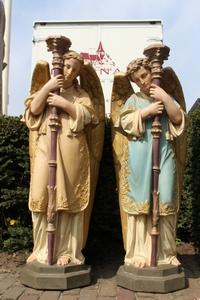 Angels en plaster polychrome, FRANCE 19th century