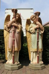 Angels en plaster polychrome, France 19th century