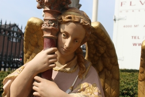 Angels en plaster polychrome, France 19th century