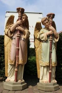 Angels en plaster polychrome, France 19th century