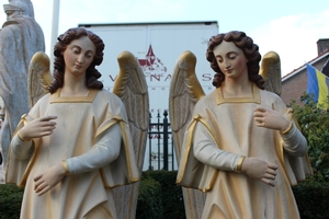 Angels en Terra-Cotta polychrome, France 19th century