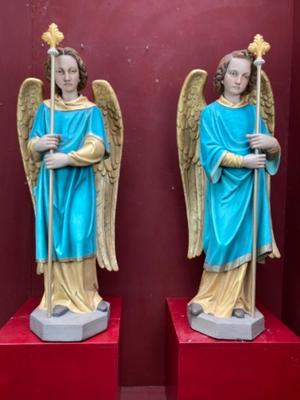 Angels en Composite Stone Polychrome, France 19 th century