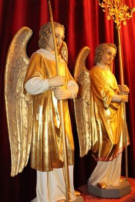 Angels Height Without Candle Holders 106 Cm en plaster polychrome / Gilt, France 19th century