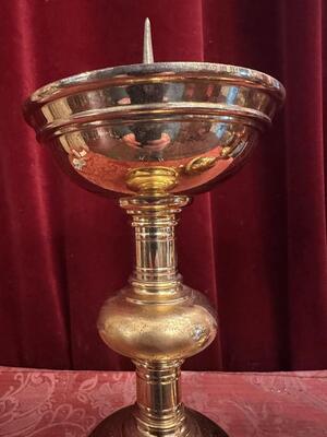 Candle Holders Measures Without Pin style art - deco en Brass / Bronze , Belgium  20 th century ( Anno 1930 )