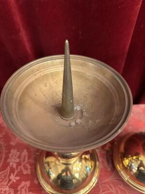 Candle Holders Measures Without Pin style art - deco en Brass / Bronze , Belgium  20 th century ( Anno 1930 )