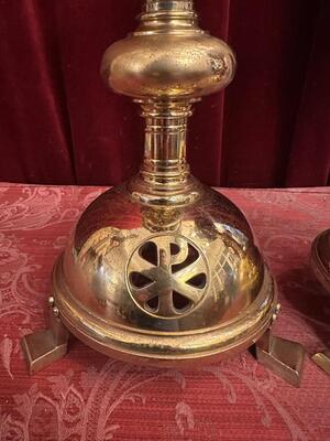 Candle Holders Measures Without Pin style art - deco en Brass / Bronze , Belgium  20 th century ( Anno 1930 )