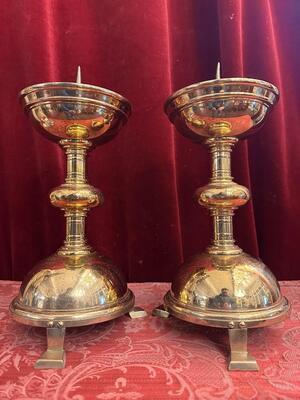 Candle Holders Measures Without Pin style art - deco en Brass / Bronze , Belgium  20 th century ( Anno 1930 )