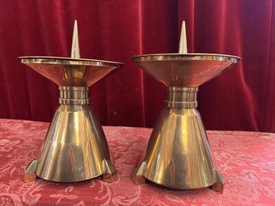 Candle Holders Measures Without Pin style art - deco en Brass / Bronze , Belgium  20 th century ( Anno 1930 )