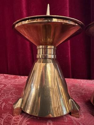 Candle Holders Measures Without Pin style art - deco en Brass / Bronze , Belgium  20 th century ( Anno 1930 )