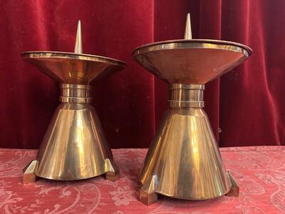 Candle Holders Measures Without Pin style art - deco en Brass / Bronze , Belgium  20 th century ( Anno 1930 )