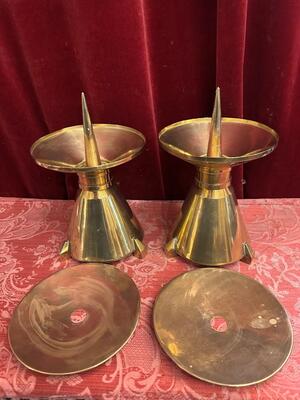 Candle Holders Measures Without Pin style art - deco en Brass / Bronze , Belgium  20 th century ( Anno 1930 )