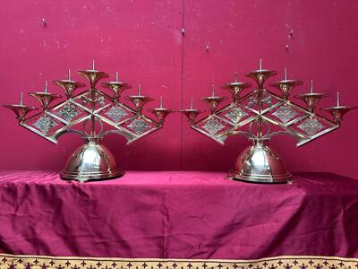 Pair art - deco Candle Holders Measures Without Pin