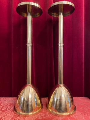 Flower - Pedestals style art - deco en Brass / Bronze / Polished and Varnished, Belgium  20 th century ( Anno 1930 )