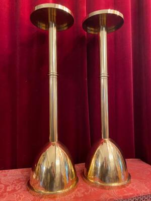 Flower - Pedestals style art - deco en Brass / Bronze / Polished and Varnished, Belgium  20 th century ( Anno 1930 )