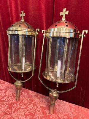 Lanterns style art - deco en Brass / Bronze / Glass, Belgium  20 th century ( Anno 1930 )