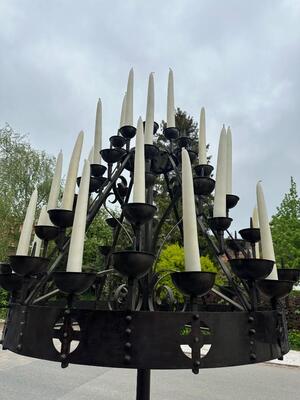 Large Candle Holders By : Brom ! style art - deco en Bronze / Partly Hand - Hammered, Netherlands  20 th century ( Anno 1930 )