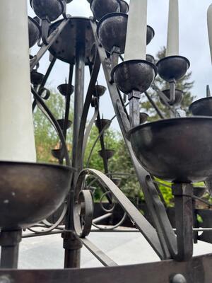 Large Candle Holders By : Brom ! style art - deco en Bronze / Partly Hand - Hammered, Netherlands  20 th century ( Anno 1930 )