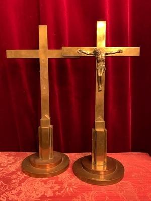 Matching Altar Crosses style ART - DECO en Brass / Bronze, Belgium 20th century (Anno 1930)