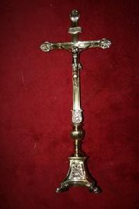 Identical Altar Crosses style Barok en BRASS, FRANCE 19 th century