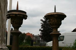 Large Wooden Candle Sticks style barok en wood polychrome, Belgium 19th century