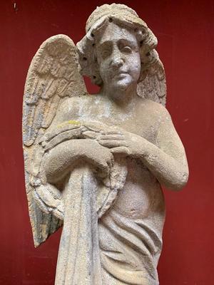 Angels style Baroque en hand-carved Sandstone, Hungary 19th century ( 1885 )