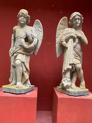 Angels style Baroque en hand-carved Sandstone, Hungary 19th century ( 1885 )