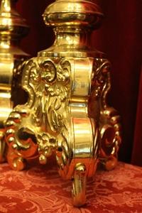 Candle Sticks style Baroque en Brass / Gilt, Belgium 19th century (1820)