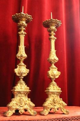 Candle Sticks Measures Without Pin style Baroque en Full - Bronze - Gilt, France 19th century ( anno 1870 )