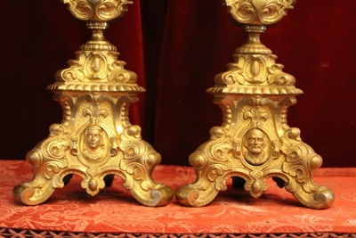 Candle Sticks Measures Without Pin style Baroque en Full - Bronze - Gilt, France 19th century ( anno 1870 )