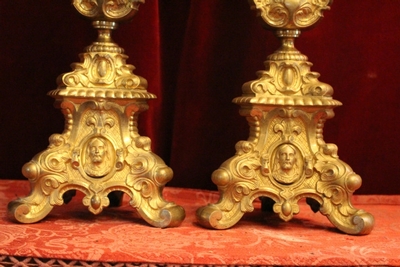 Candle Sticks Measures Without Pin style Baroque en Full - Bronze - Gilt, France 19th century ( anno 1870 )