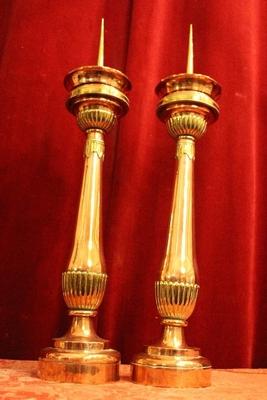 Candle Sticks Measures Without Pin style Baroque en Brass / Red Copper, Dutch 18 th century