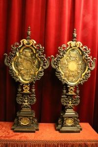 Exceptional And Very Rare Reliquaries style Baroque en wood polychrome, 18 th century