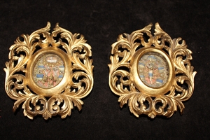 Reliquaries style baroque en wood polychrome, Italy 17 th century