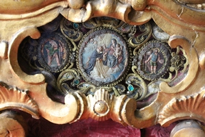 Matching Reliquaries  Museum - Worthy  Altar - Pieces style Baroque - Rococo en Fully hand - carved / Extreme Fine wood / Gilt hand - Embroiddery, Italy 17 th century