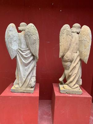 Sandstone Angels style Baroque en hand-carved Sandstone, Hungary 19th century ( 1885 )