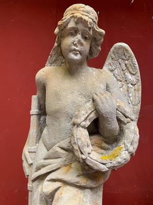 Sandstone Angels style Baroque en hand-carved Sandstone, Hungary 19th century ( 1885 )