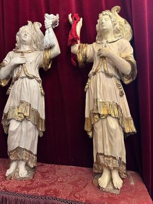 Angels  style Baroque - Style en Hand - Carved Wood , 18 th century
