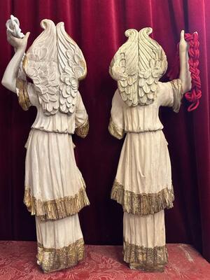 Angels  style Baroque - Style en Hand - Carved Wood , 18 th century