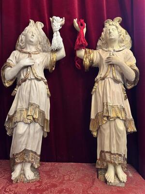 Angels  style Baroque - Style en Hand - Carved Wood , 18 th century